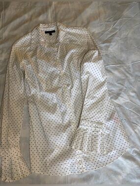 Banana Republic White Button-Up Blouse with Black Polka Dots